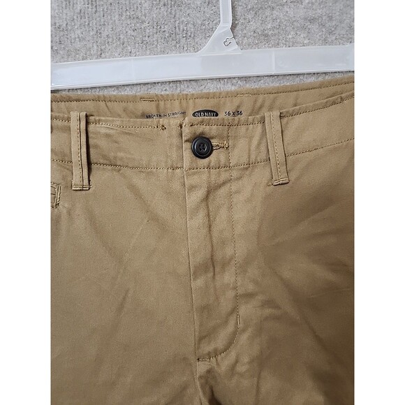Old Navy Straight Broken-In Khaki Pants Mens 36x36 Brown 100% Cotton NEW - Picture 4 of 10